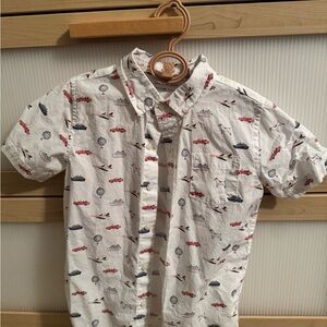 Janie and Jack White Shirt with Red and Blue Pattern